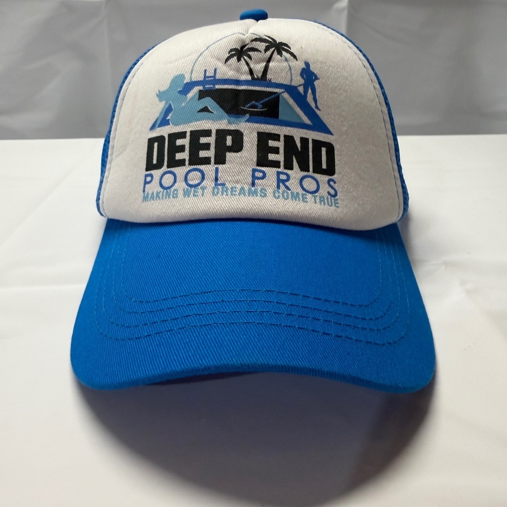 Spirit Funny Blue and White Trucker Hat‎ with Deep End Pool Pros Logo